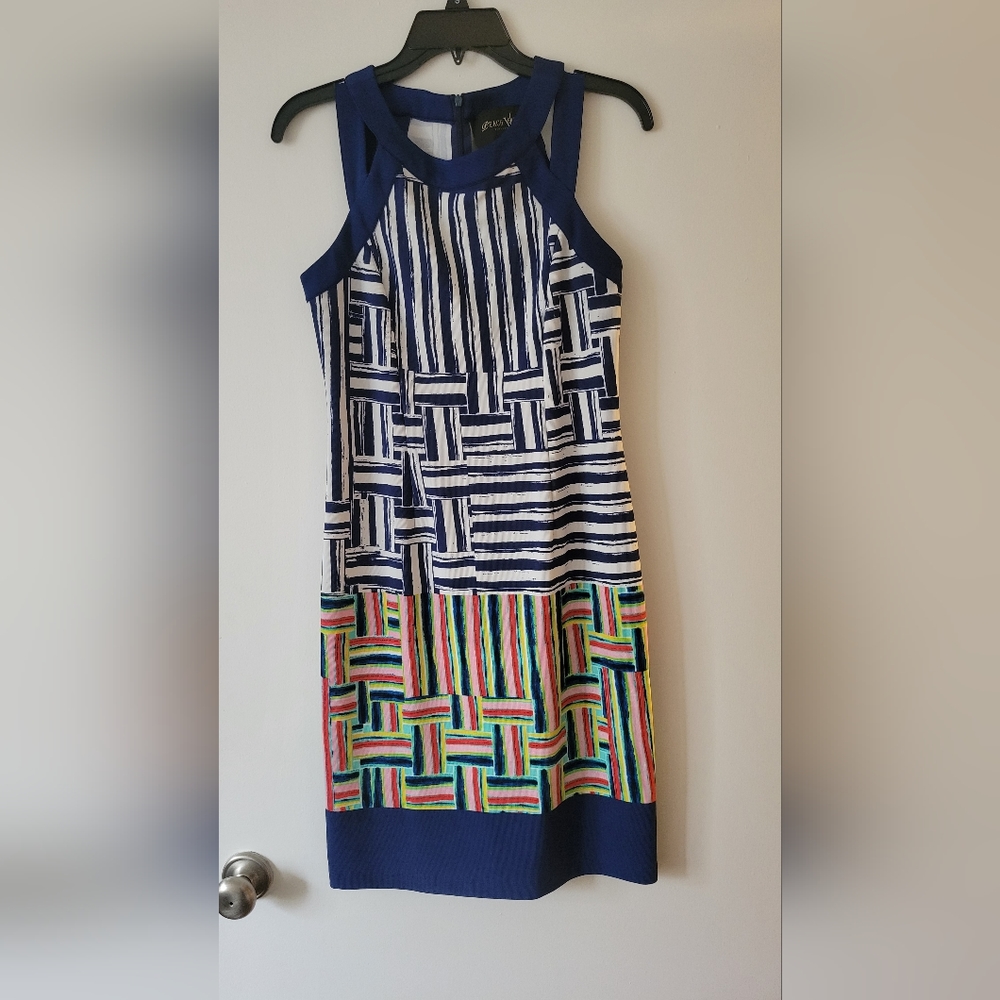 Peach Velvet Blue and White Dress